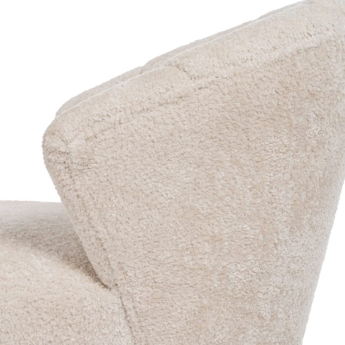 Poltrona de sala de estar em tecido creme natural e madeira 71 x 75 x 76 cm