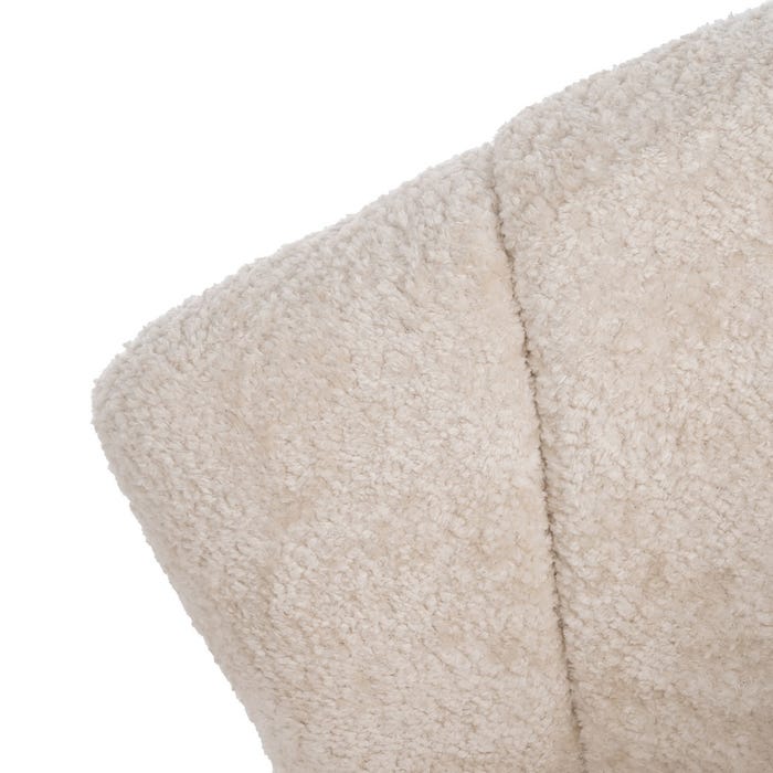 Poltrona de sala de estar em tecido creme natural e madeira 71 x 75 x 76 cm