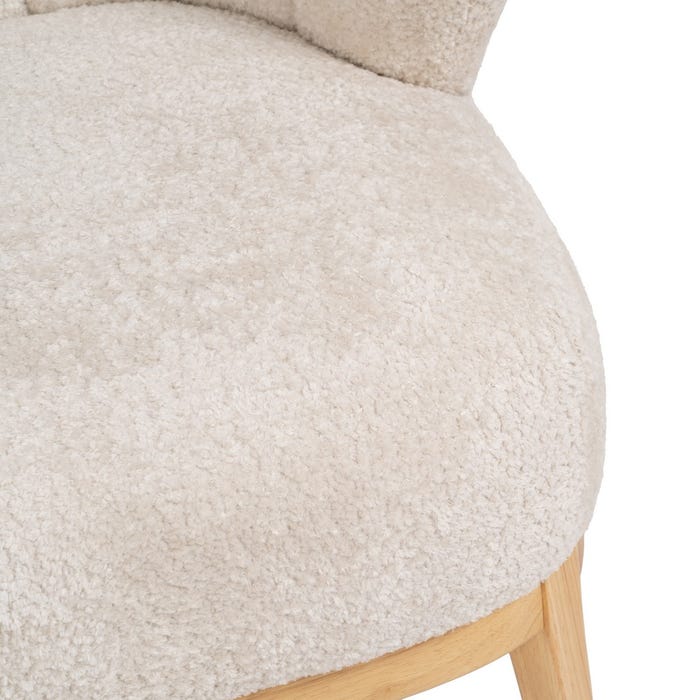 Poltrona de sala de estar em tecido creme natural e madeira 71 x 75 x 76 cm