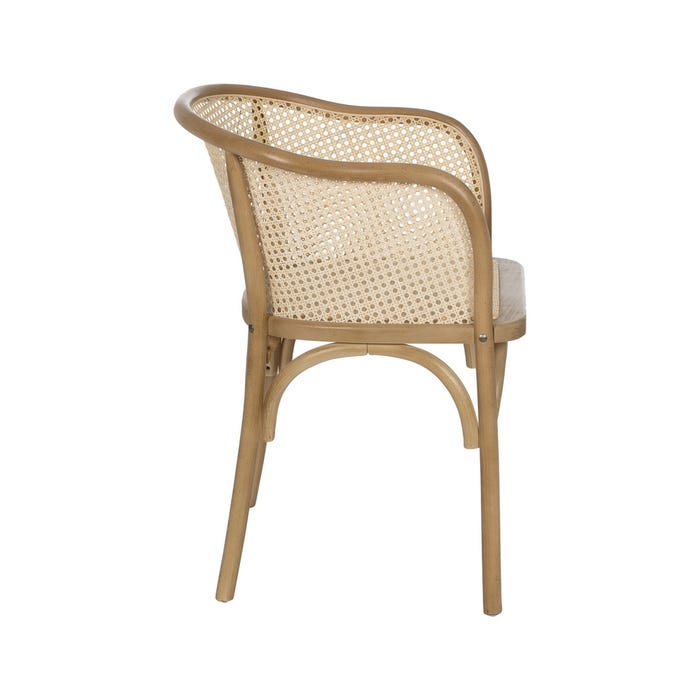Cadeira de madeira natural e rattan 56 x 58 x 77 cm