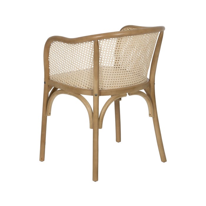 Cadeira de madeira natural e rattan 56 x 58 x 77 cm