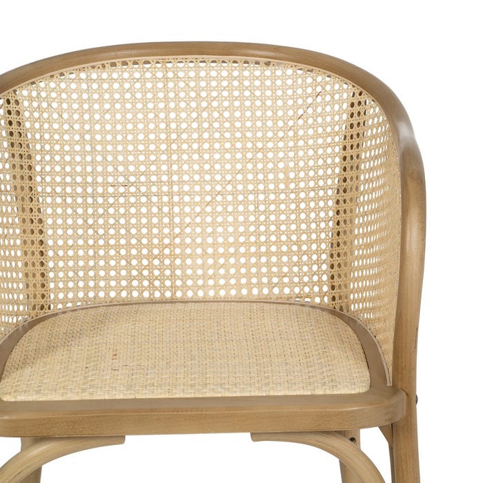 Cadeira de madeira natural e rattan 56 x 58 x 77 cm