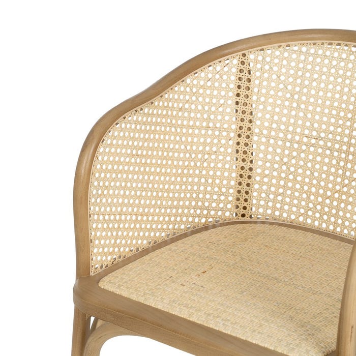 Cadeira de madeira natural e rattan 56 x 58 x 77 cm