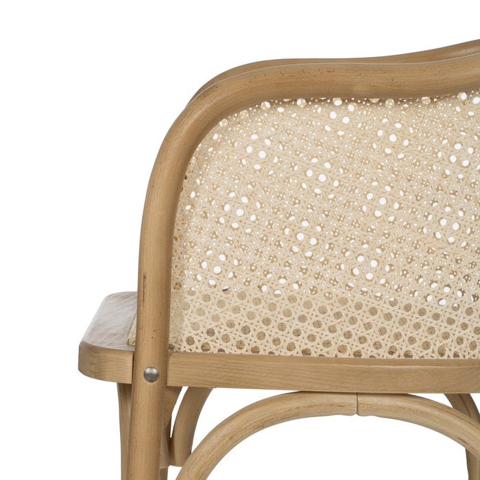 Cadeira de madeira natural e rattan 56 x 58 x 77 cm