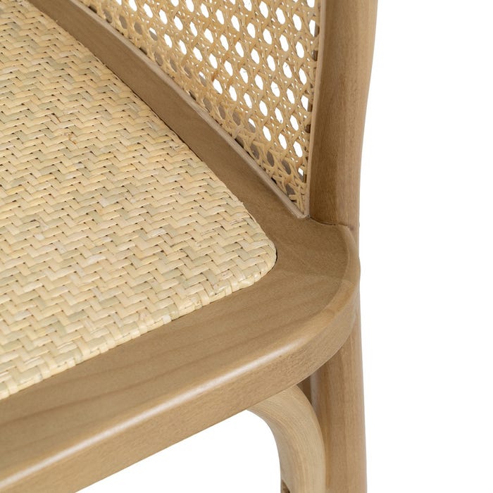 Cadeira de madeira natural e rattan 56 x 58 x 77 cm