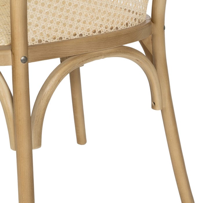 Cadeira de madeira natural e rattan 56 x 58 x 77 cm