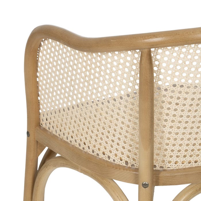 Cadeira de madeira natural e rattan 56 x 58 x 77 cm