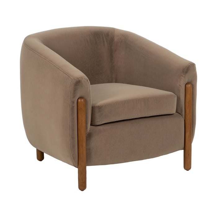 Sillón Taupe Tejido-Madera Salón 87 X 80 X 81 Cm