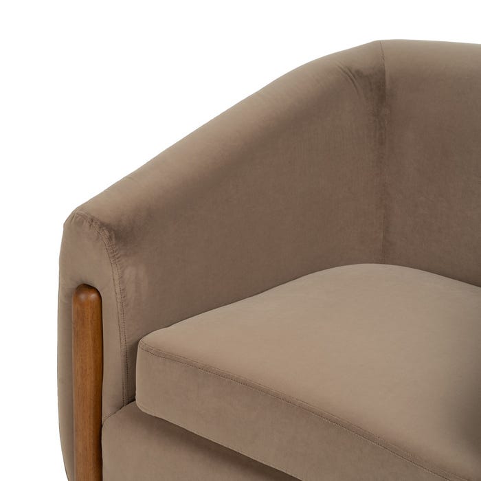 Sillón Taupe Tejido-Madera Salón 87 X 80 X 81 Cm