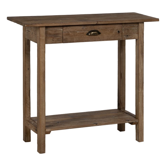 Console de madeira natural 90 x 34,50 x 81 cm
