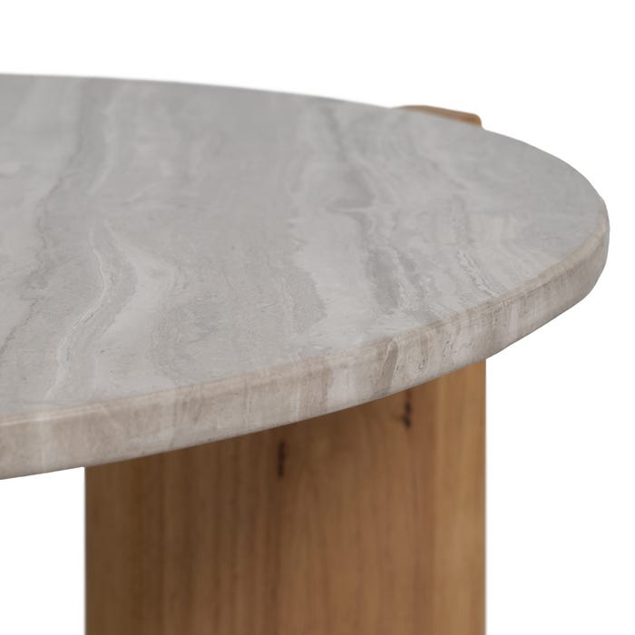 Mesa Centro Natural-Blanco Mármol/Madera 72,50 X 70 X 40 Cm