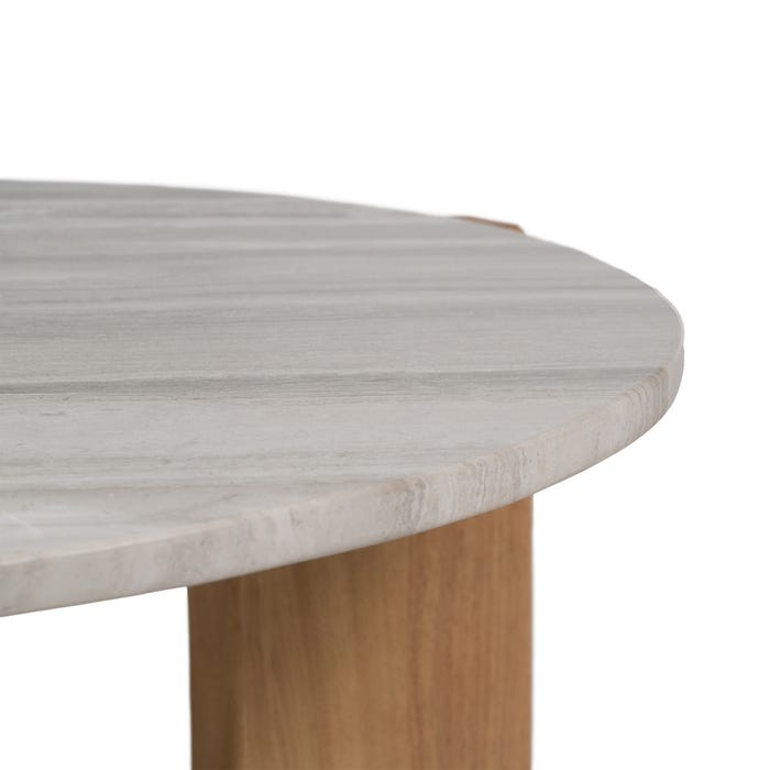 Mesa Centro Natural-Blanco Mármol/Madera 83 X 80 X 37 Cm