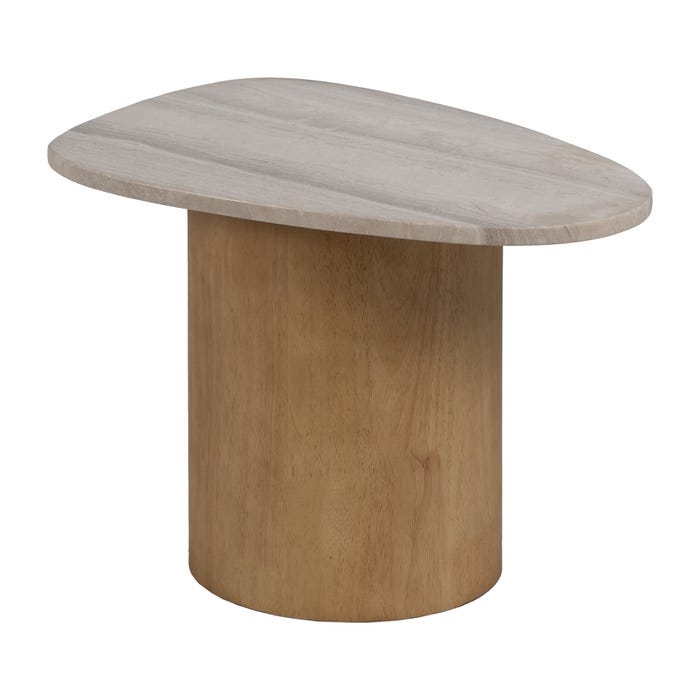 Mesita Natural-Blanco Mármol/Madera 58 X 38 X 40 Cm