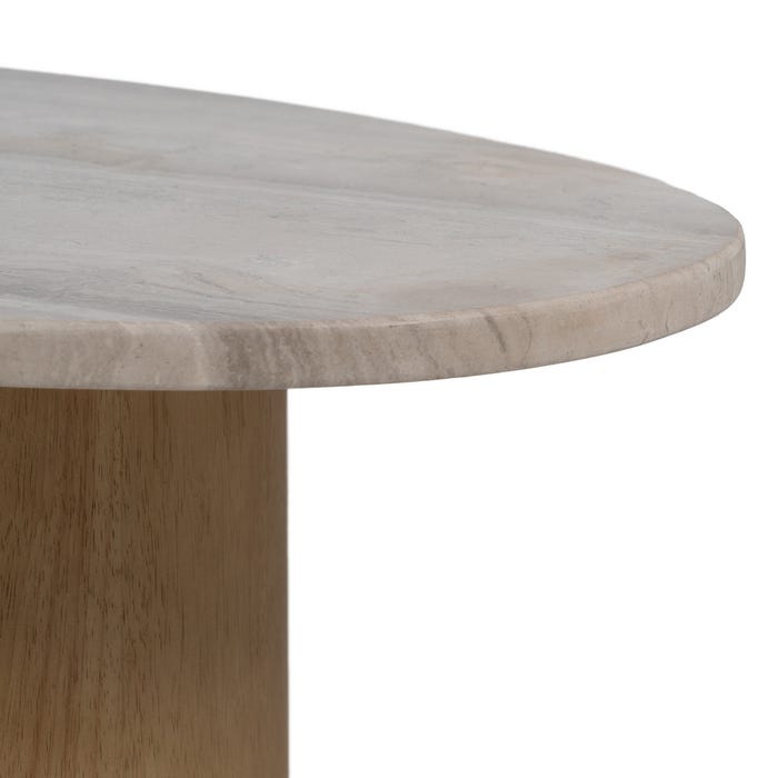 Mesita Natural-Blanco Mármol/Madera 58 X 38 X 40 Cm