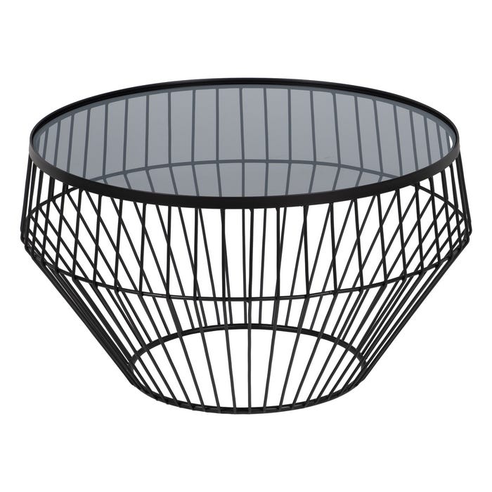 S/2 Black Metal-Glass Center Table 73 X 73 X 40 Cm