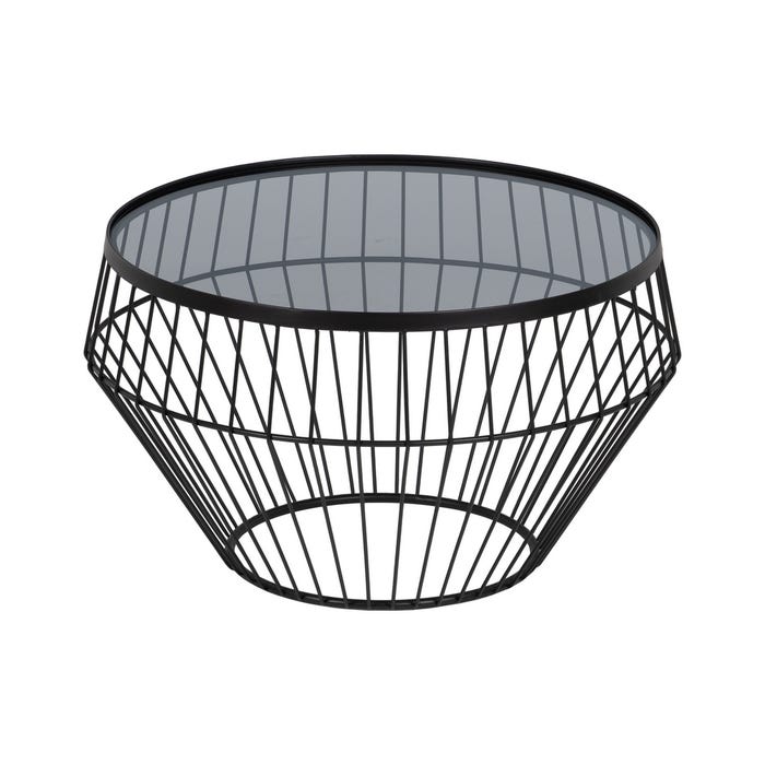 S/2 Black Metal-Glass Center Table 73 X 73 X 40 Cm