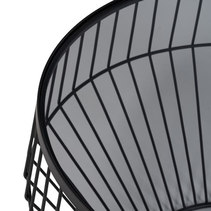 S/2 Black Metal-Glass Center Table 73 X 73 X 40 Cm