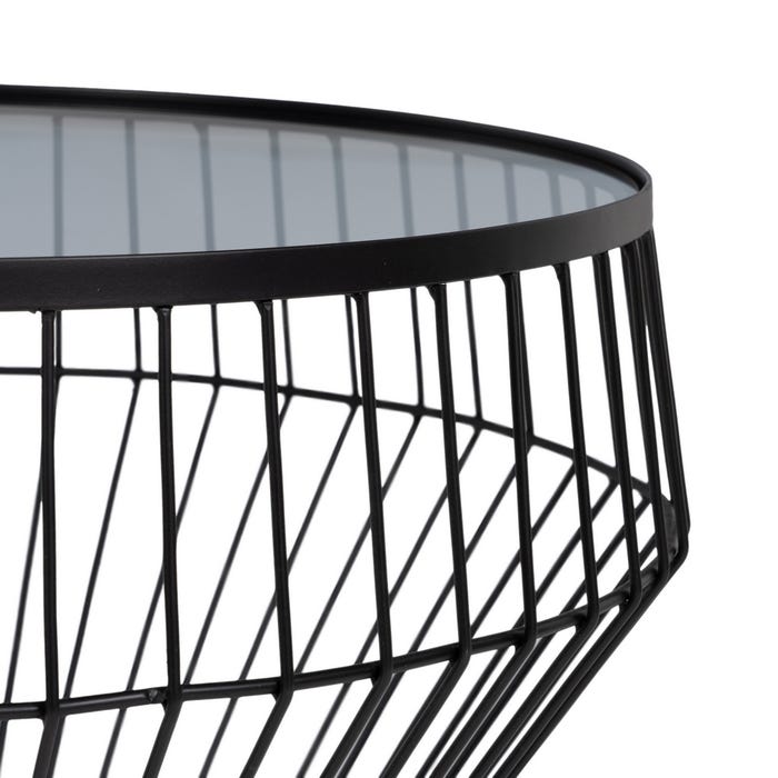 S/2 Black Metal-Glass Center Table 73 X 73 X 40 Cm