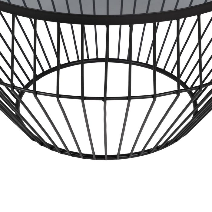 S/2 Black Metal-Glass Center Table 73 X 73 X 40 Cm