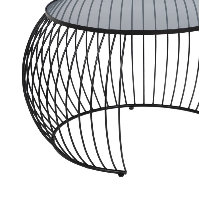 S/2 Mesa Centro Negro Metal-Cristal 89 X 80 X 51 Cm