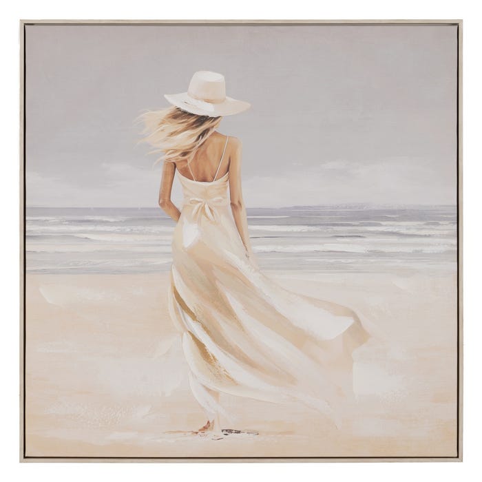 Cuadro Pintura Mujer-Playa 2/M Lienzo 80 X 3,50 X 80 Cm