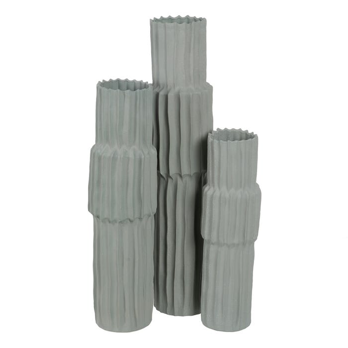 Vaso de cerâmica verde para decoração 21 x 21 x 75 cm
