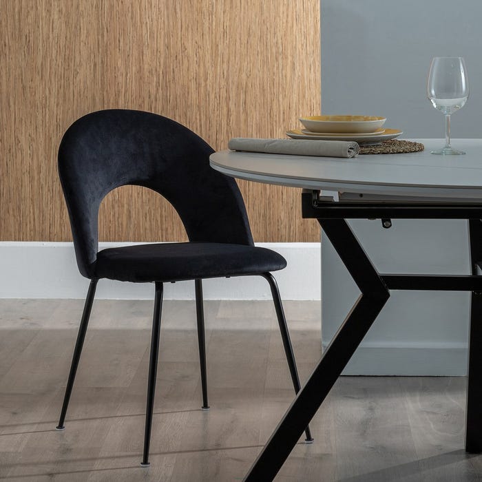 Black Fabric-Metal Contract Chair 49 X 60 X 81 Cm