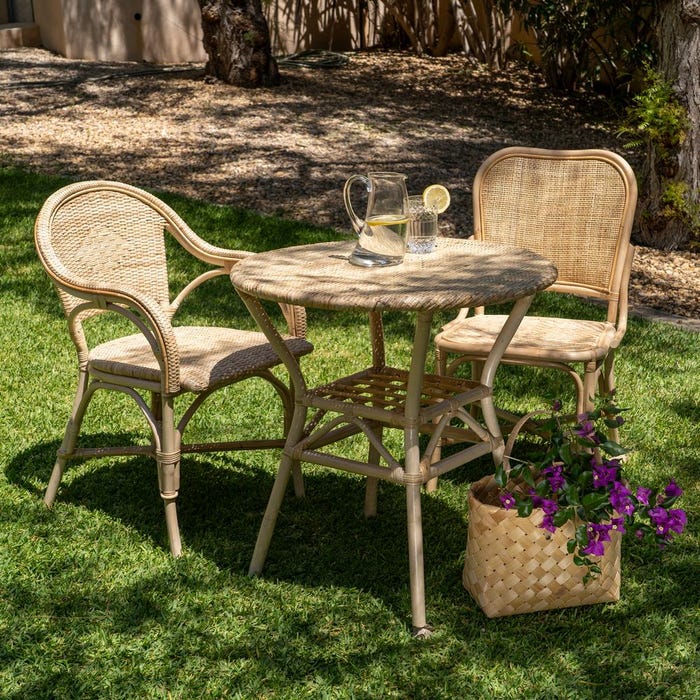Mesa de sala de estar em rattan natural 75 x 75 x 76 cm