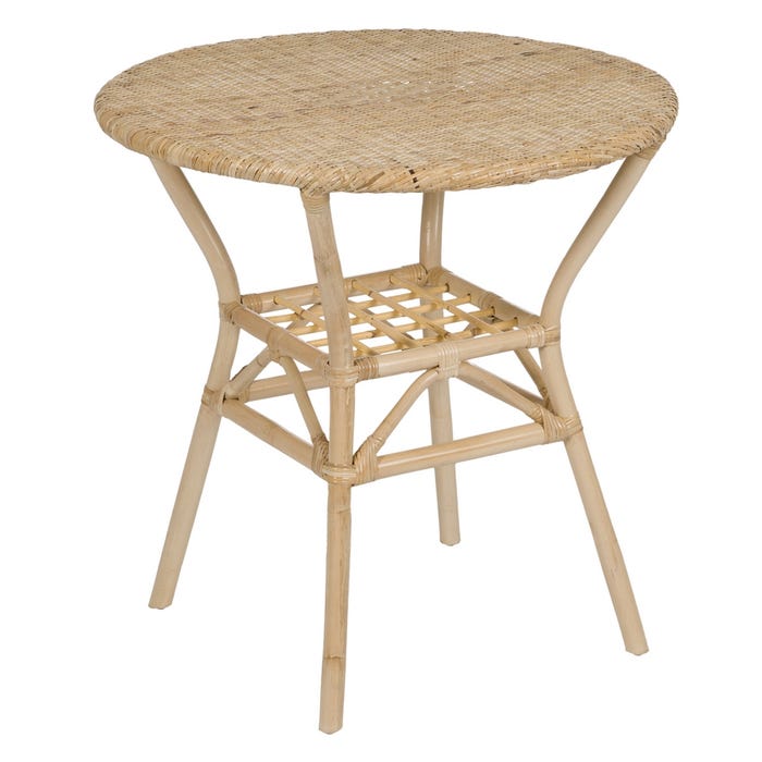 Mesa de sala de estar em rattan natural 75 x 75 x 76 cm
