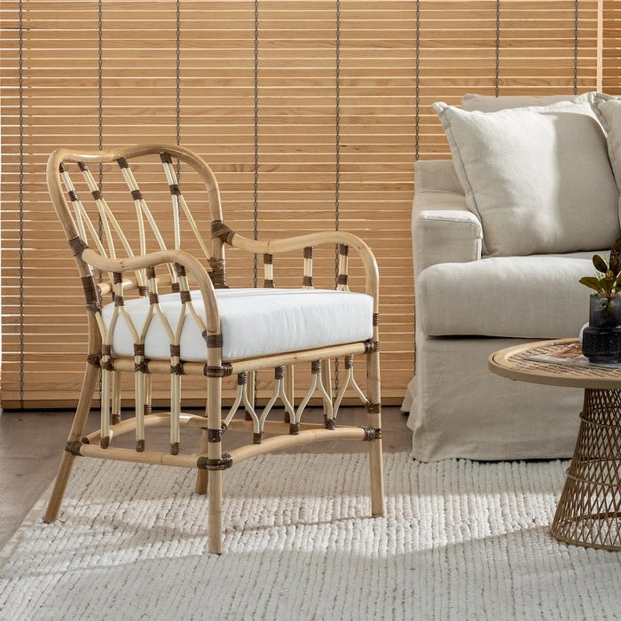 Natural Rattan Living Room Armchair 58 X 62 X 85 Cm