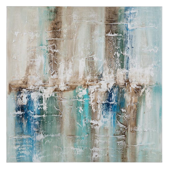 Pintura abstrata pintada à mão sobre tela em moldura de maca. 2 modelos.