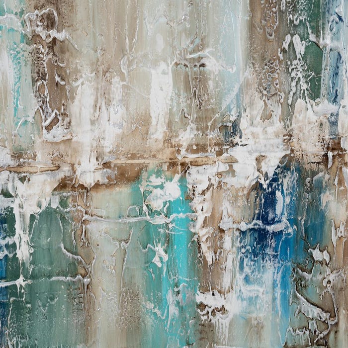 Pintura abstrata pintada à mão sobre tela em moldura de maca. 2 modelos.