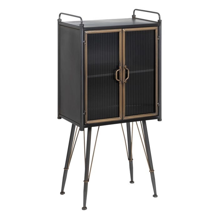 Vitrina Negro-Oro Metal-Cristal Brick 58 X 40 X 120 Cm