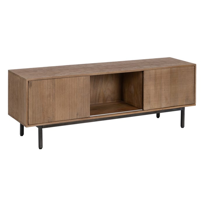 Mueble Tv Natural Madera De Mango Salón 155 X 40 X 55 Cm