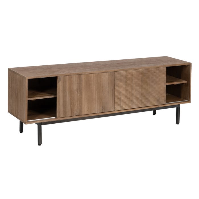 Mueble Tv Natural Madera De Mango Salón 155 X 40 X 55 Cm