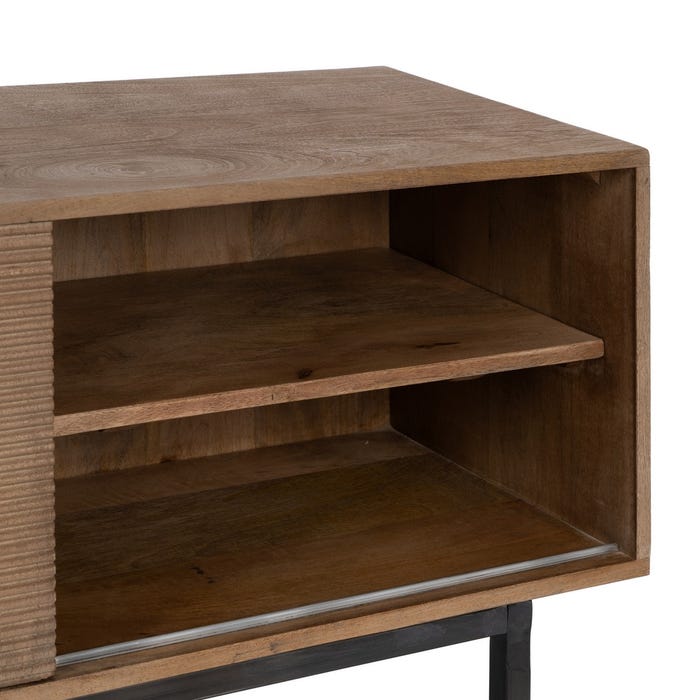 Mueble Tv Natural Madera De Mango Salón 155 X 40 X 55 Cm