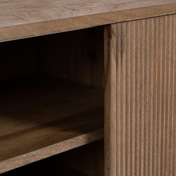 Mueble Tv Natural Madera De Mango Salón 155 X 40 X 55 Cm