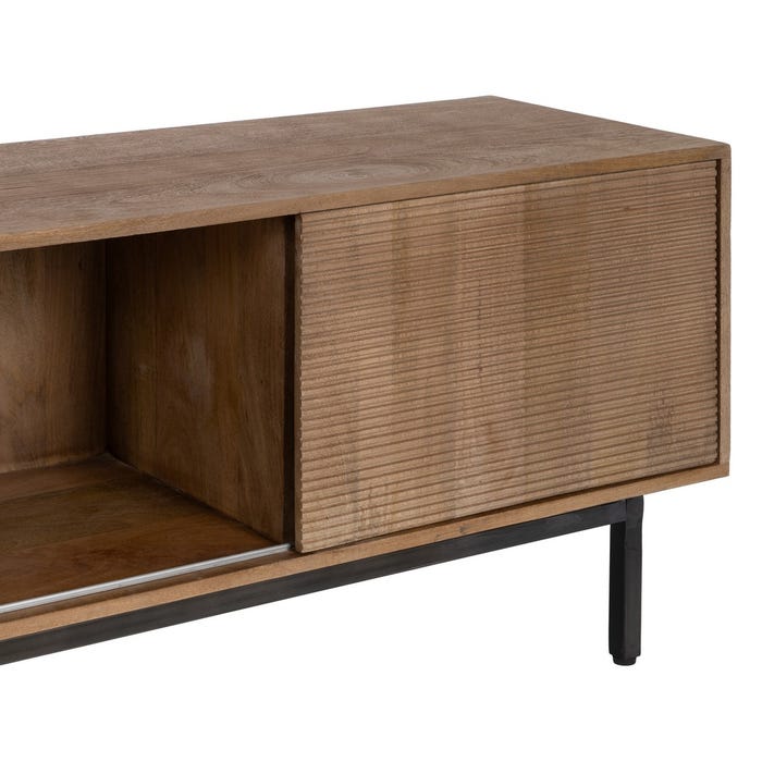 Mueble Tv Natural Madera De Mango Salón 155 X 40 X 55 Cm