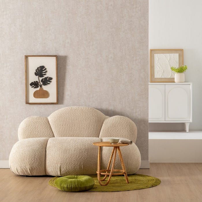 Sofá Beige Tejido Salón 149 X 76 X 77 Cm