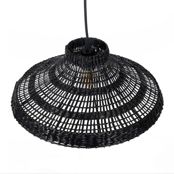 Lámpara Techo Negro Fibra Natural 40 X 40 X 15 Cm