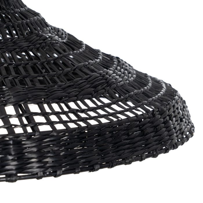 Lámpara Techo Negro Fibra Natural 40 X 40 X 15 Cm