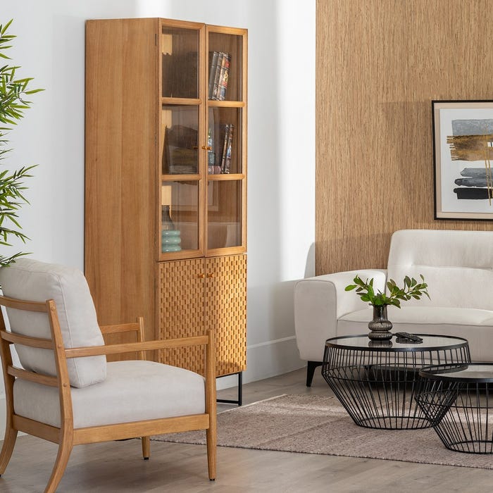 Vitrine de madeira natural Dm 84,50 x 42,50 x 198 cm