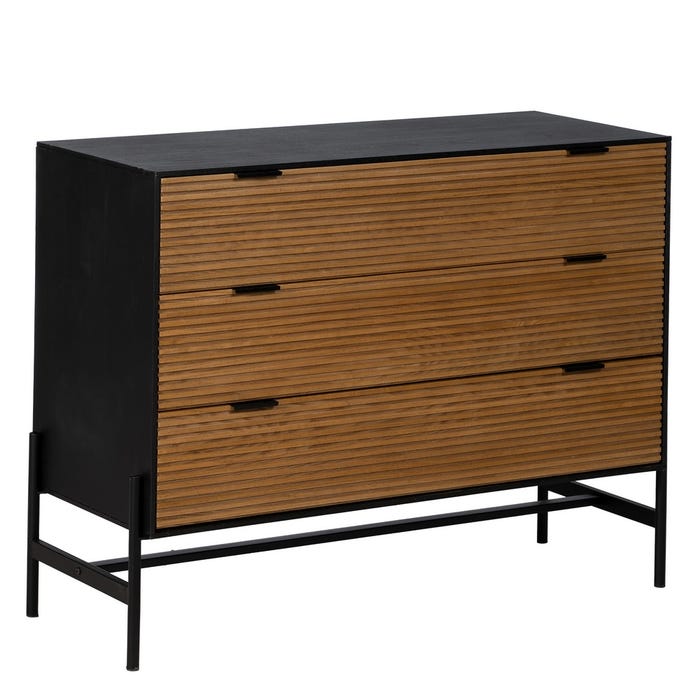 Cómoda Negro-Natural Dm-Madera 104 X 40 X 81,50 Cm