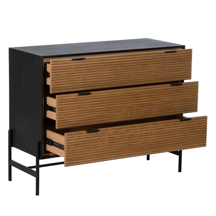 Cómoda Negro-Natural Dm-Madera 104 X 40 X 81,50 Cm