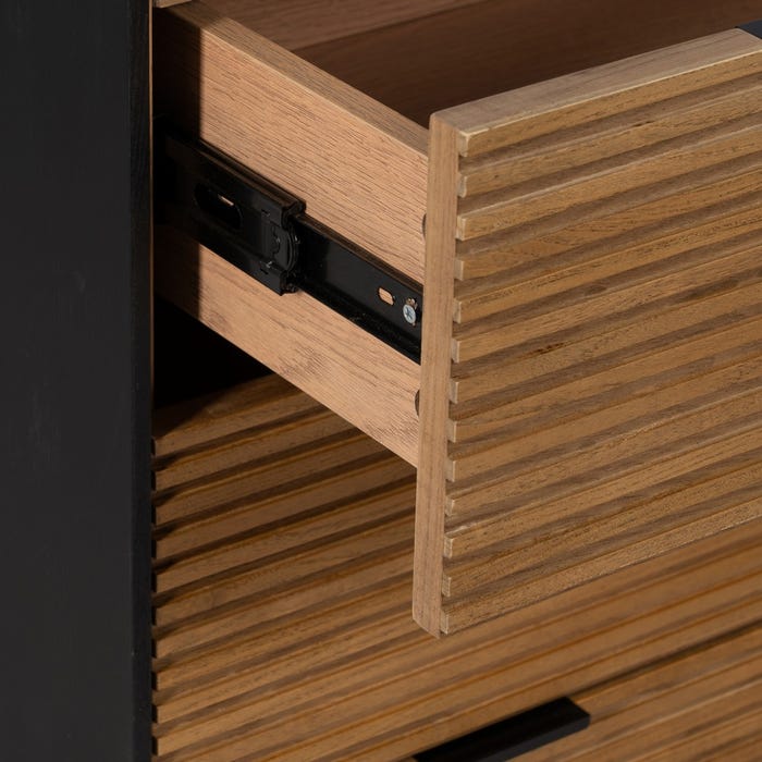 Cómoda Negro-Natural Dm-Madera 104 X 40 X 81,50 Cm