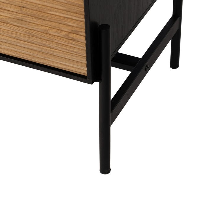 Aparador Negro-Natural Dm-Madera 164 X 40 X 75 Cm