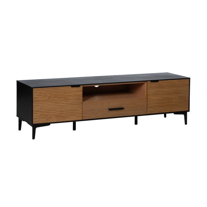 Mueble Tv Negro-Natural Dm-Madera 154 X 40 X 44 Cm