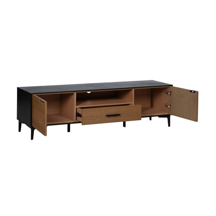 Mueble Tv Negro-Natural Dm-Madera 154 X 40 X 44 Cm