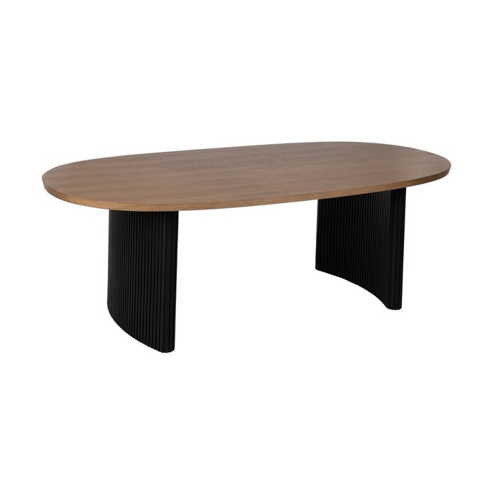 Mesa de Jantar Preto-Natural Dm-Madeira 220 X 113 X 75 Cm