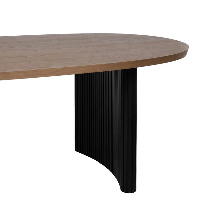 Mesa de Jantar Preto-Natural Dm-Madeira 220 X 113 X 75 Cm